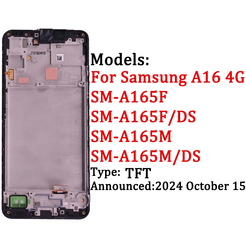 For Samsung A16 4G SM-A165F LCD Display Touch Screen Digitizer Assembly For Samsung A16 5G A166 SM-A166B LCD Screen