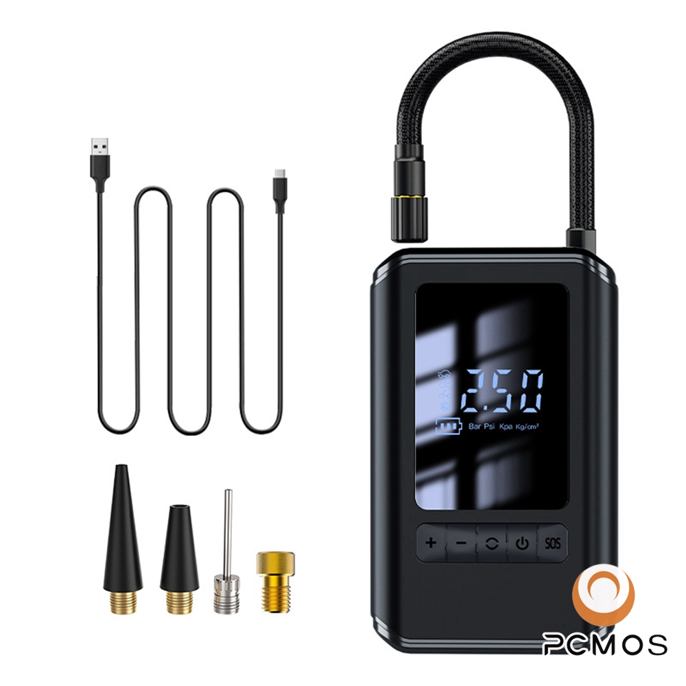 PCMOS 1 conjunto bomba de inflação multifuncional portátil portátil de carregamento sem fio display digital bomba de inflação de pneus