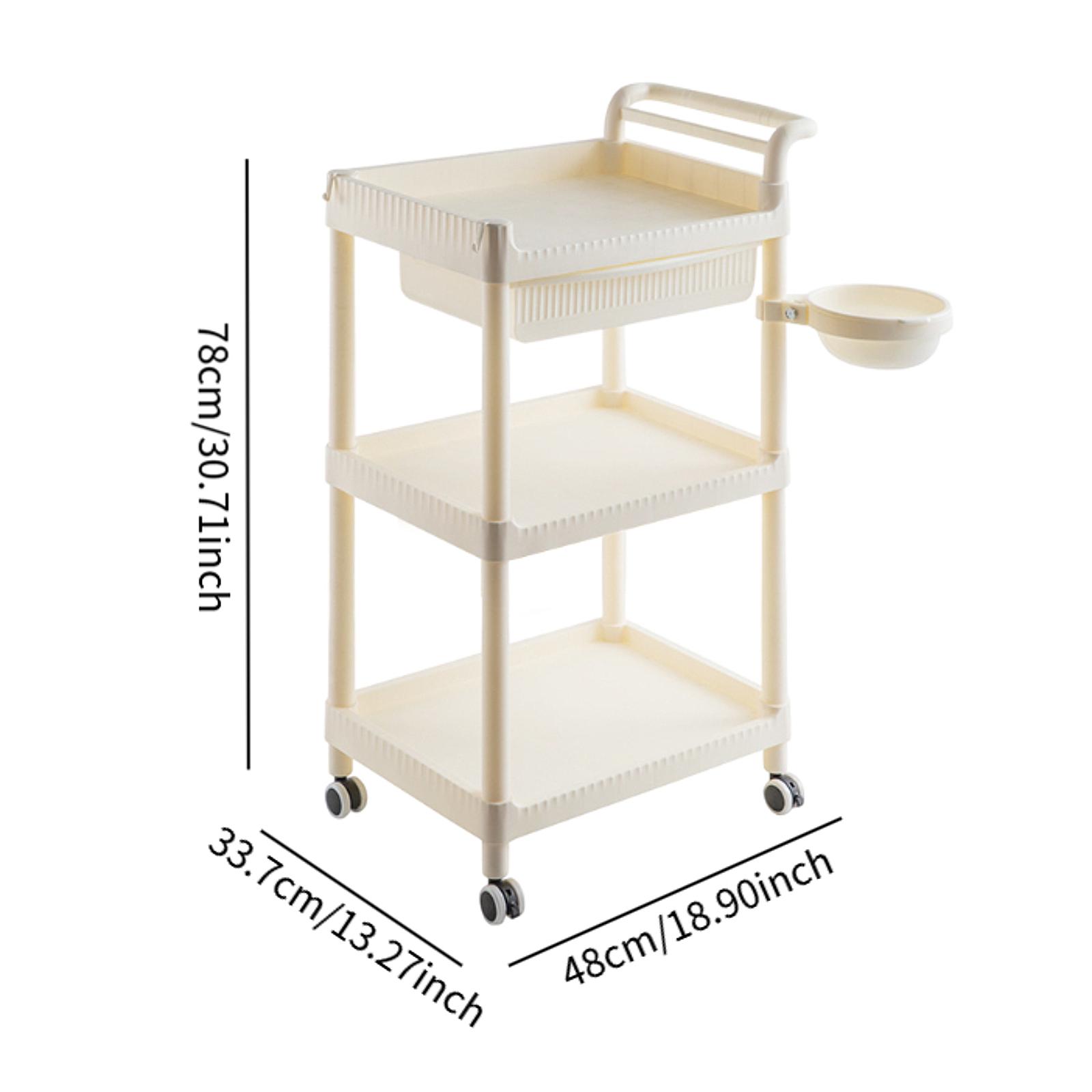 Carrello a 3 livelli per salone di bellezza, speciale gestione della pelle, scaffale per spinta a mano, carrello per strumenti per la cura, scaffale per finitura per cucina del dormitorio
