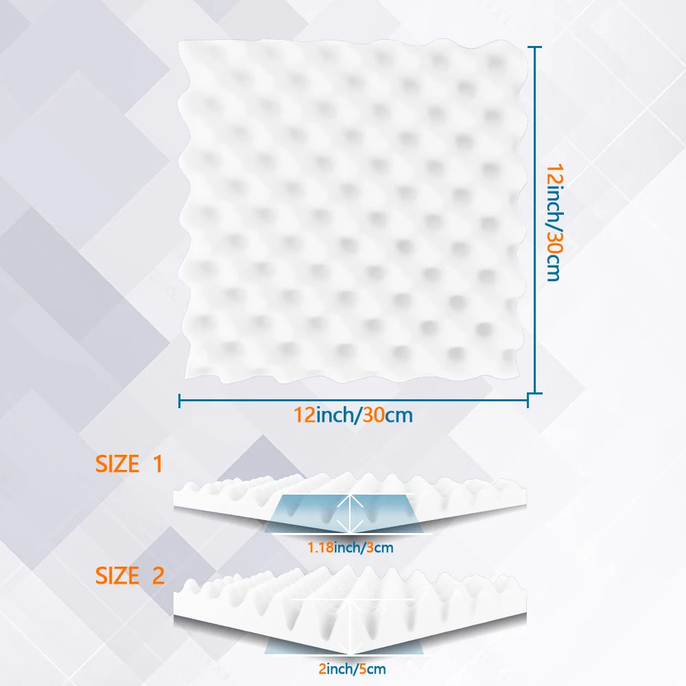12 Pack Acoustic Foam Panels 2" x 12" x 12" Sound Proof Foam Panles Soundproofing Noise Cancelling Wedge Panels for Home Office
