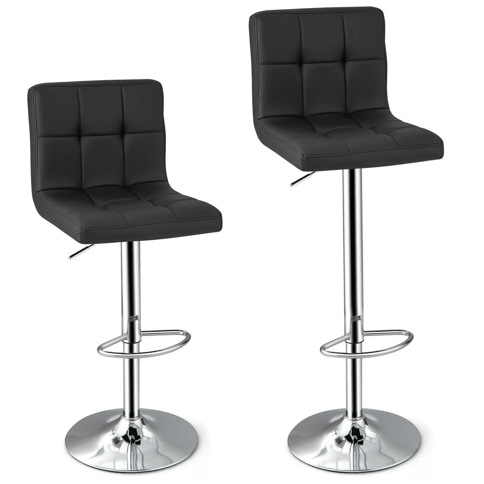 GOFLAME Set of 2 Bar Stool PU Leather Counter Height Chair 360° Swivel Adjustable Height