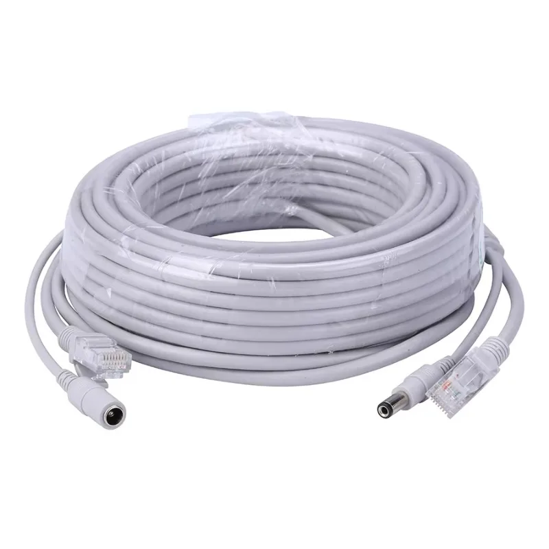 5M/10M/20M/30M Tùy Chọn 2.1Mm/5.5Mm Jack RJ45 + DC Nối Dài Ethernet Camera Quan Sát Cáp Cho Camera IP NVR Hệ Thống