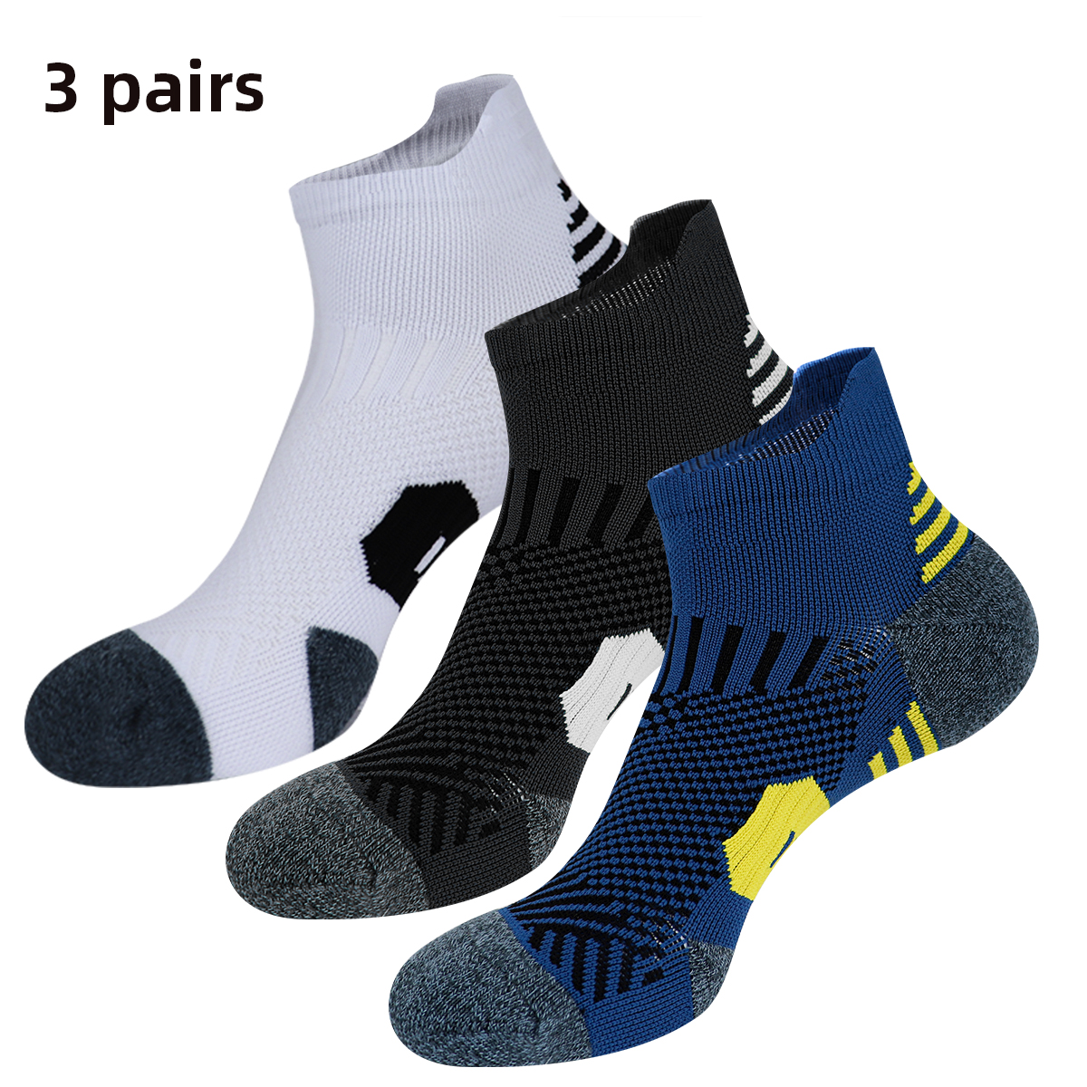 3/9 Pairs Non-Slip Sports Socks for Men & Women Thickened Towel Bottom Professional Running Fitness Training Basketball Socks