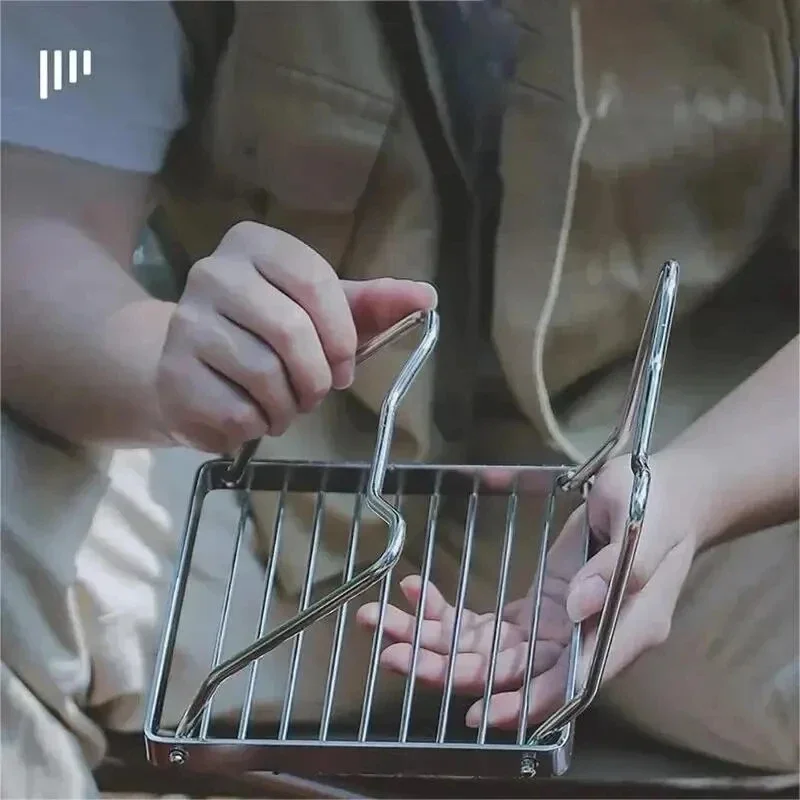 Supporto per fornello da esterno in acciaio inossidabile da campeggio pieghevole portatile mini set di rack per barbecue portavasi supporto per teglia da forno