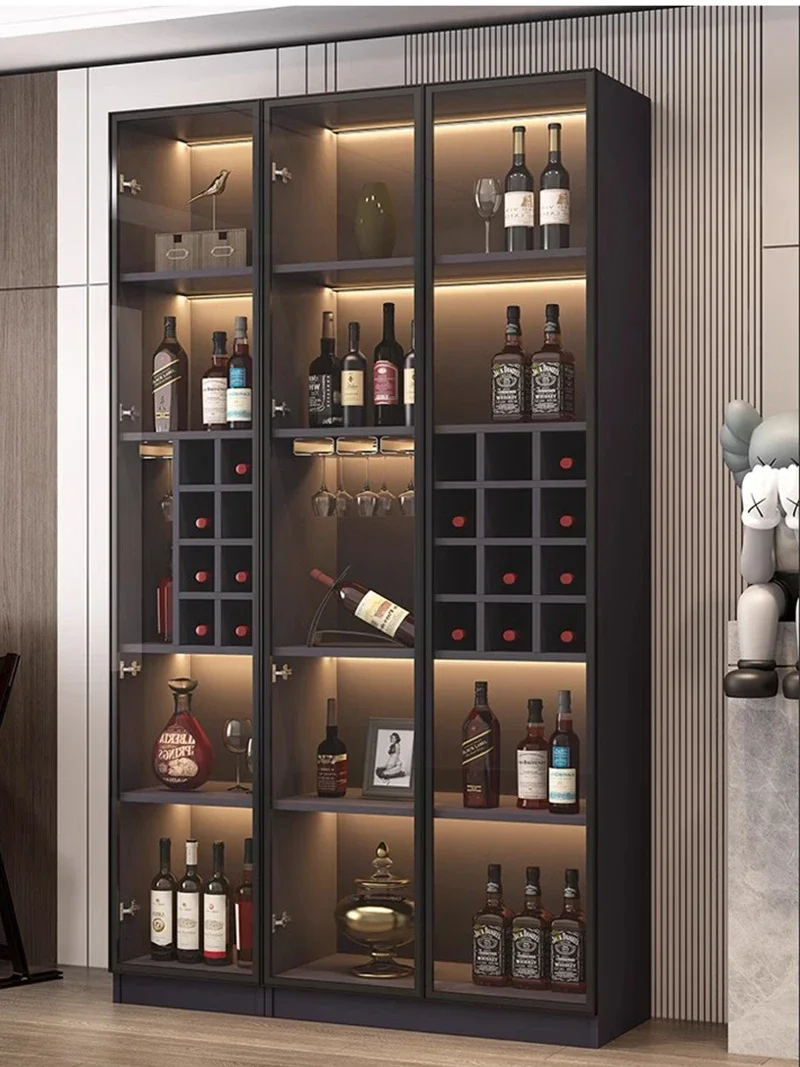 ตู้เครื่องดื่มแก้วไวน์ผนังเคลื่อนย้ายได้ Commercial Bar Cellar Farmhouse เหล้าเครื่องดื่ม CRAFT Organization Storage Rack คอลัมน์