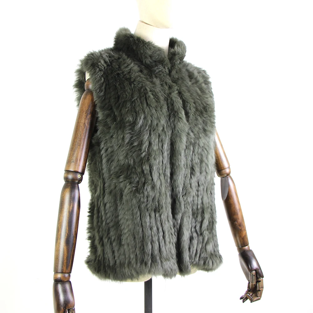 17 Farben Frau Mädchen echtes Kaninchenfell Weste Jacke Frühling Winter warm echtes Kaninchenfell Strickmantel Weste schwarz beige