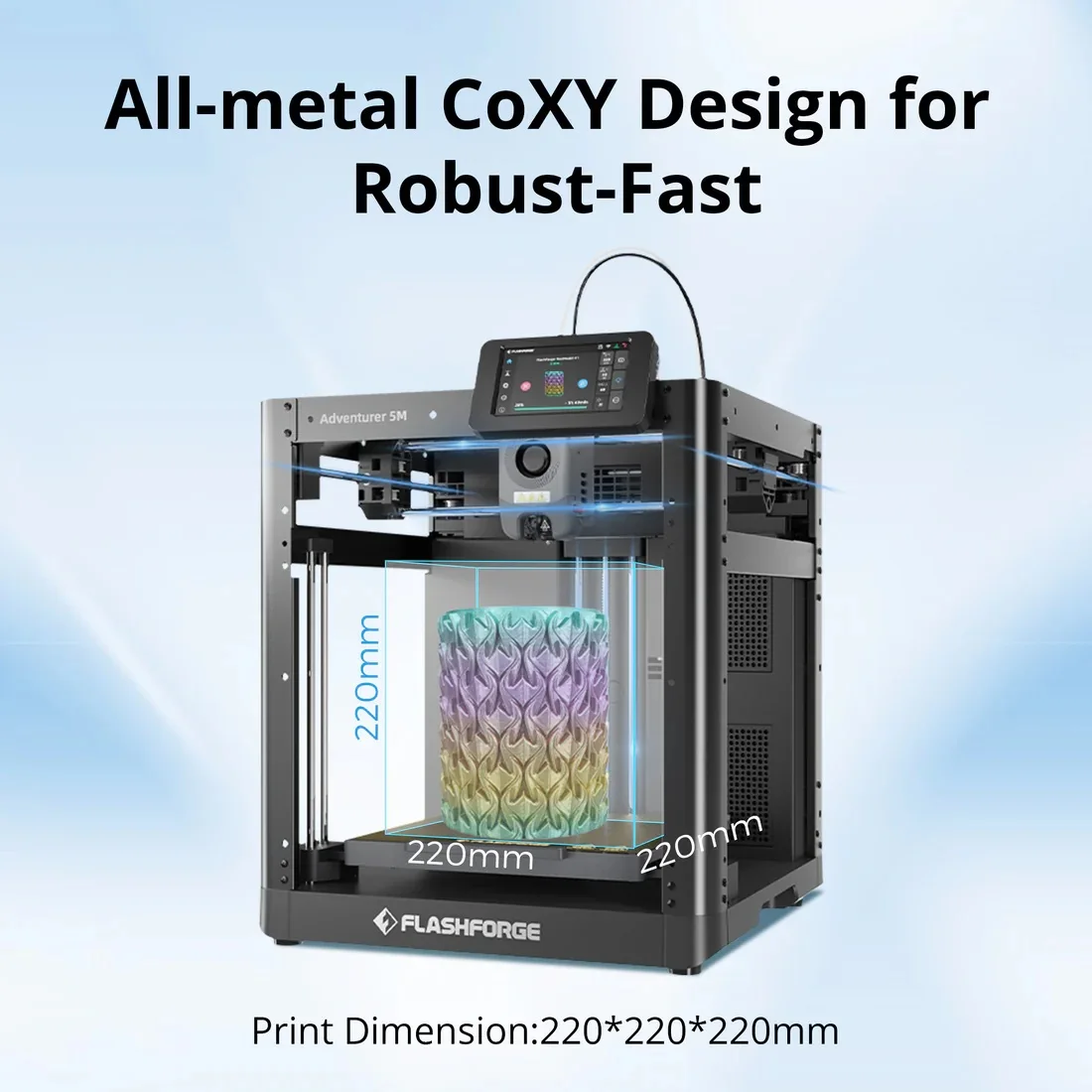 3D-принтер Flashforge Adventurer 5M FDM, набор для сборки, макс. 600 мм/с, быстрая высокоскоростная печать из коробки, быстрая Съемная форсунка, двойной вентилятор