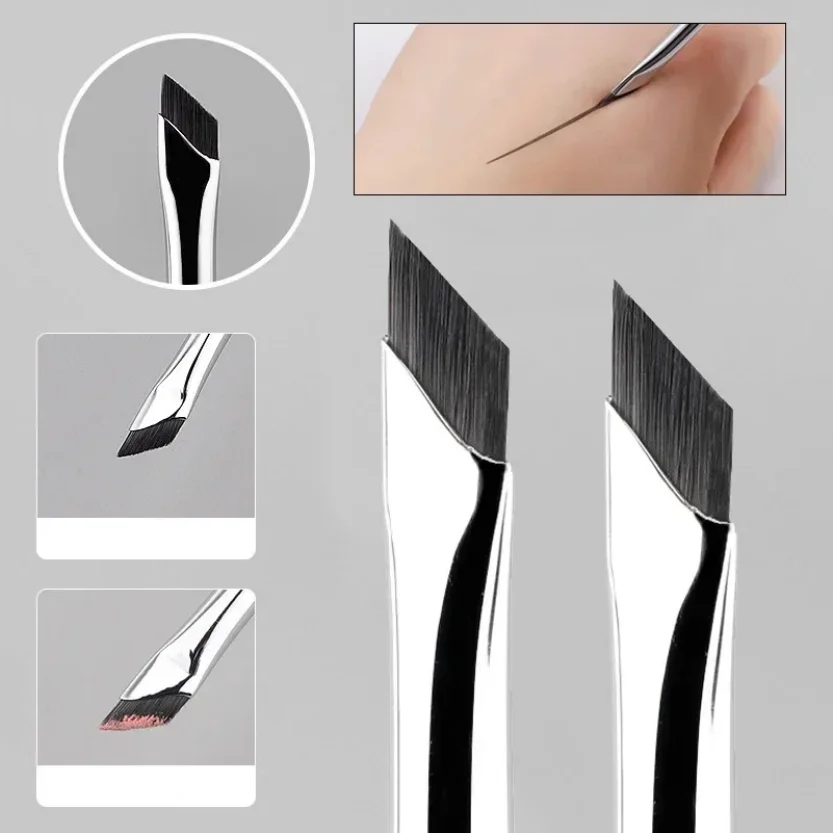 Pincel delineador de ojos con hoja mejorada, pincel plano para cejas de ángulo fino ultrafino debajo de los ojos, pincel de maquillaje, pinceles para detalles precisos