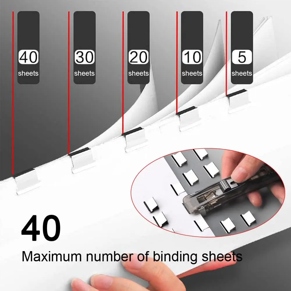 Push Stapler, Binder คลิปกระดาษ Clamps เครื่องเย็บกระดาษเดสก์ท็อป 50 ชิ้นสแตนเลสคลิปเติมสําหรับอุปกรณ์สํานักงานโรงเรียน