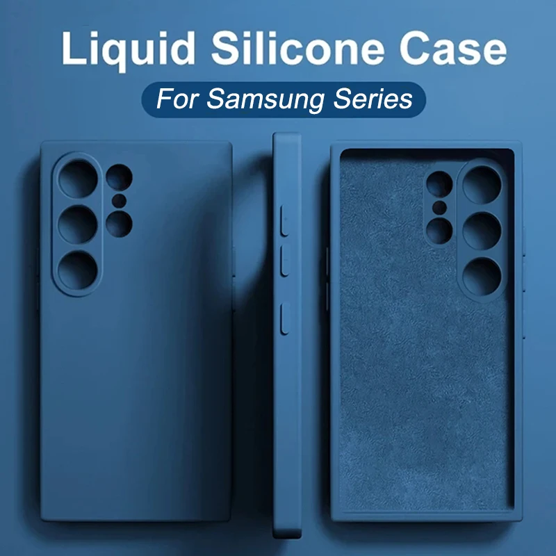 Nuove custodie per telefoni in Silicone liquido aggiornate per Samsung Galaxy S24 S23 S22 S21 S20 Ultra Plus A34 A54 5G custodia morbida antiurto