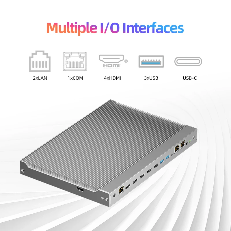 Maxtang SXRL 20 Mini Pc I5 1235u DDR4 32GB 1TB 4HDMI 2LAN Aluminium fanless Pc with Timer Windows 11 Computer  for Industrial