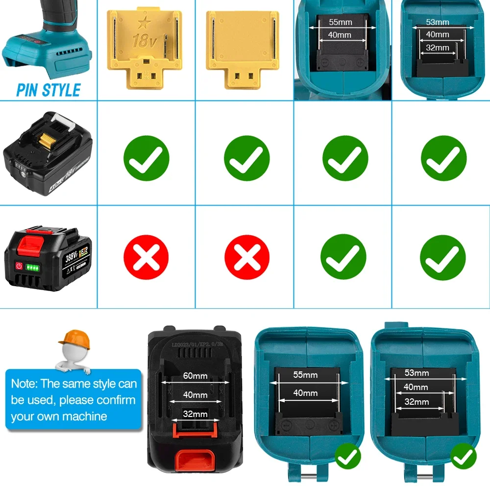 Yofidra 18-20V Rechargeable Lithium Battery EU Plug for Brushless Chainsaw Electric Drill Electric Wrench for Makita 18V B serie