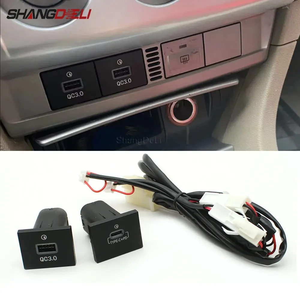Cargador USB de coche PD carga rápida QC3.0 botón adaptador de carga de teléfono automático para Ford Focus 2 mk2 2009 2010 2011 Accesorios