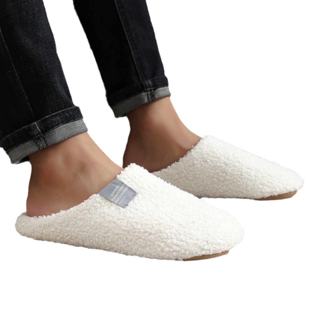 Couples Home Slippers Soft Fur Slippers Warm Indoor Flat Slides Nonslip Cotton Shoes Bedroom Light Slience Flats Floor Shoes