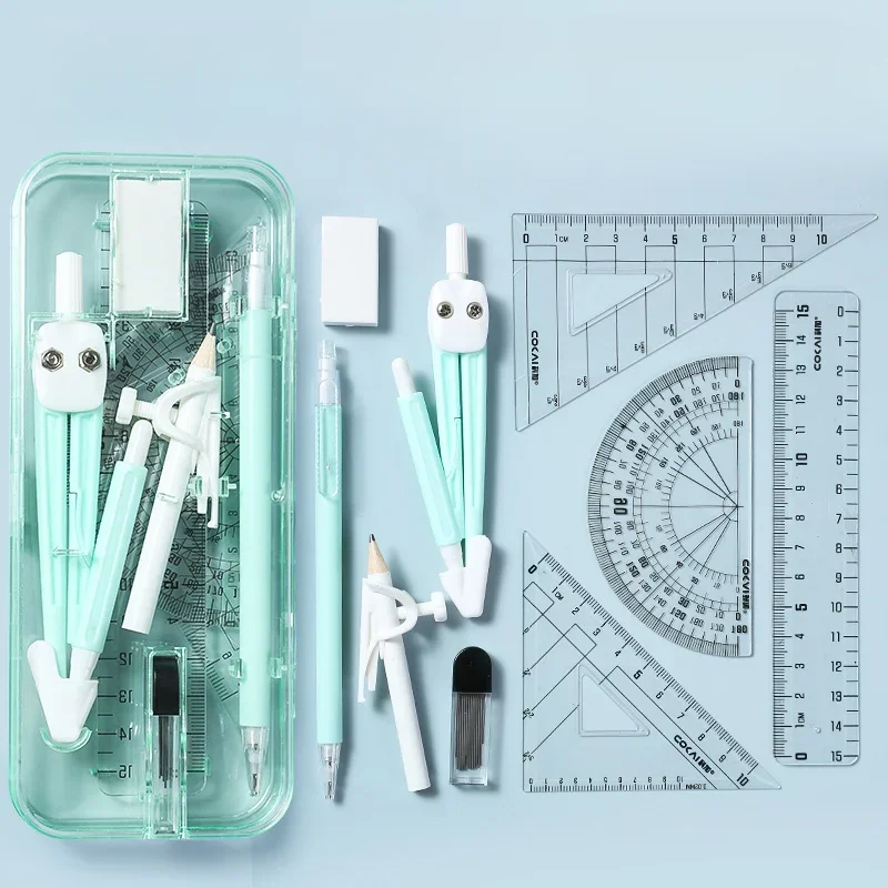 9 Pcs Combination Ruler Sets Triangle Protractor Student Rulers Stationery Learning Math Drawing Drafting Tool School Supplies