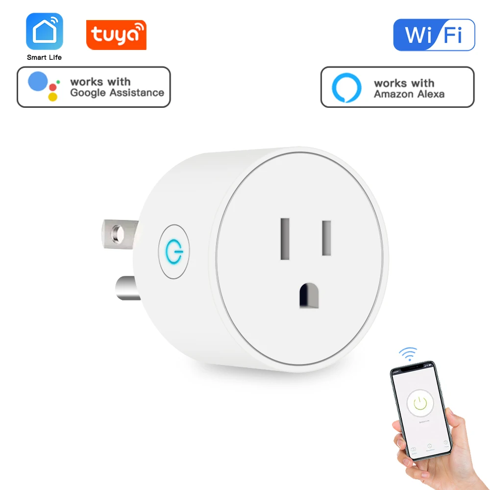 Tuya Wifi Smart Plug EUA Soquete Interruptor Sem Fio Smart Home App Cena Linkage Suporte Alexa Google Home Controle Assitant Voz