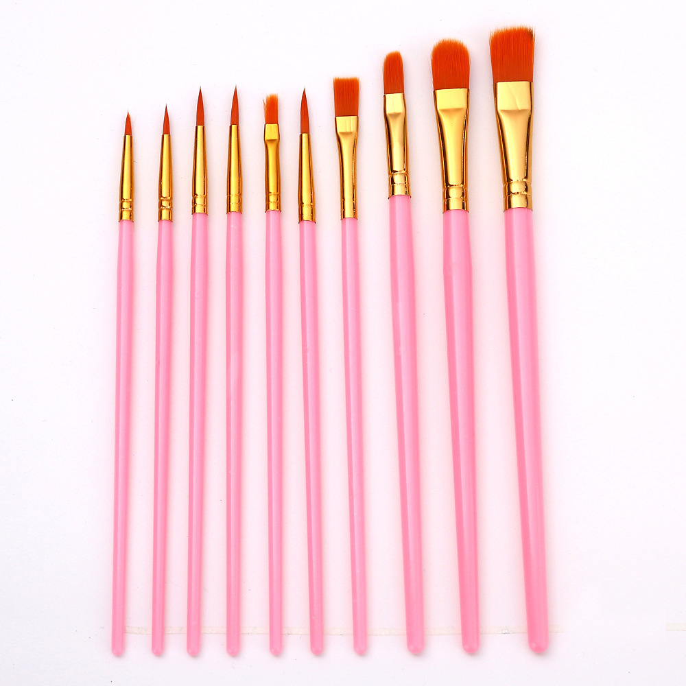 10 Pcs 풀 세트 나일론 헤어 아티스트 페인트 브러시 전문 오일 수채화 아크릴 그림 브러쉬 Diy 미술 용품 ​​학습