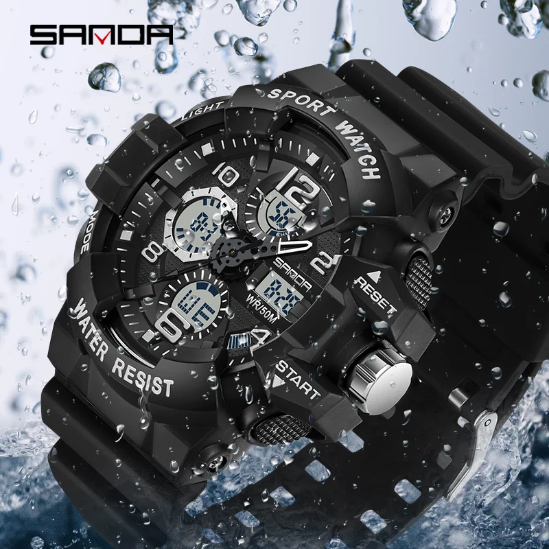 Marca SANDA, reloj militar estilo G, relojes deportivos digitales de choque para hombre, reloj de pulsera electrónico resistente al agua para hombre, relojes 2023
