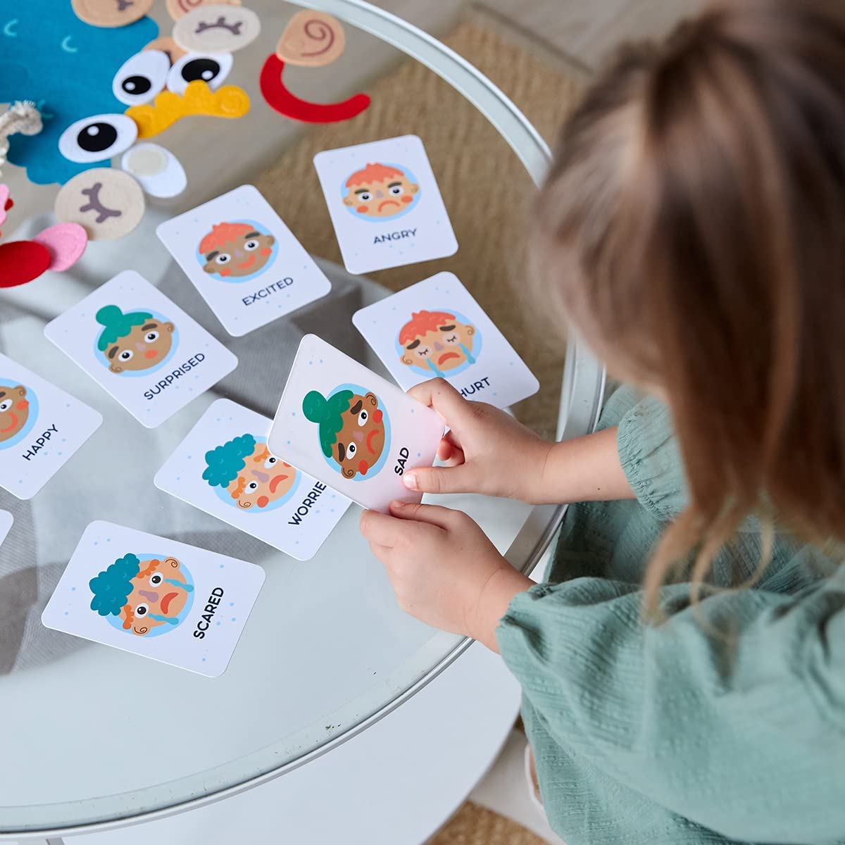 Gioco di espressione facciale Montessori per bambini Giocattoli di cambiamento emotivo con 9 carte Giocattoli educativi per l'apprendimento prescolare