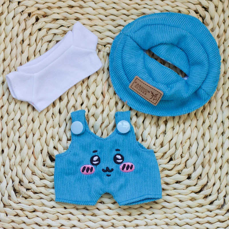 17 cm Labubu Puppe Mode Set Nette Weiße Hemd Hut Tier Overalls Puppe Zubehör Kleidung Set Ändern Puppe Kleidung geschenk
