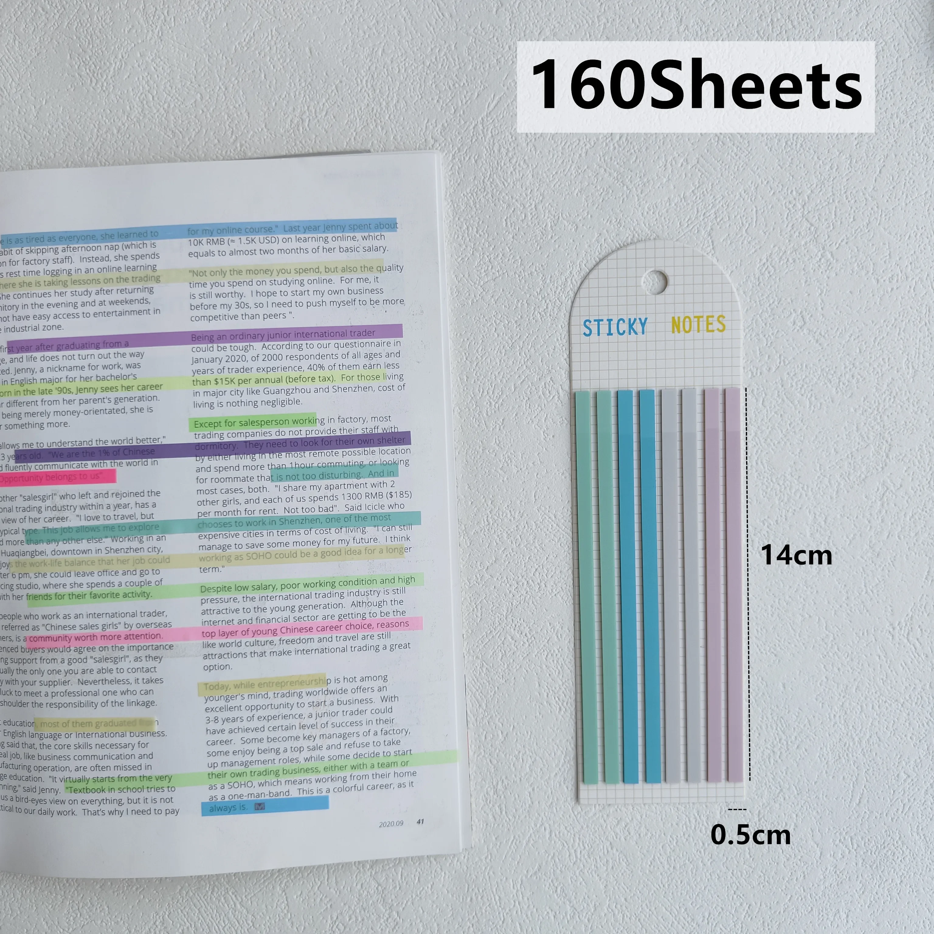 160 Sheets Transparent Sticky Notes Self-Adhesive Reading Annotation for Books Notepad Bookmarks Memo Pad Index Tabs