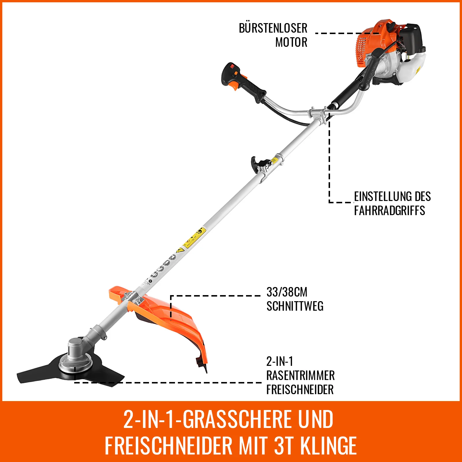 CONENTOOL 52cc 2in1 Decespugliatore a benzina Tagliaerba Potente decespugliatore da giardino Motore a 2 tempi Weed Eater Strumento con lama e linea