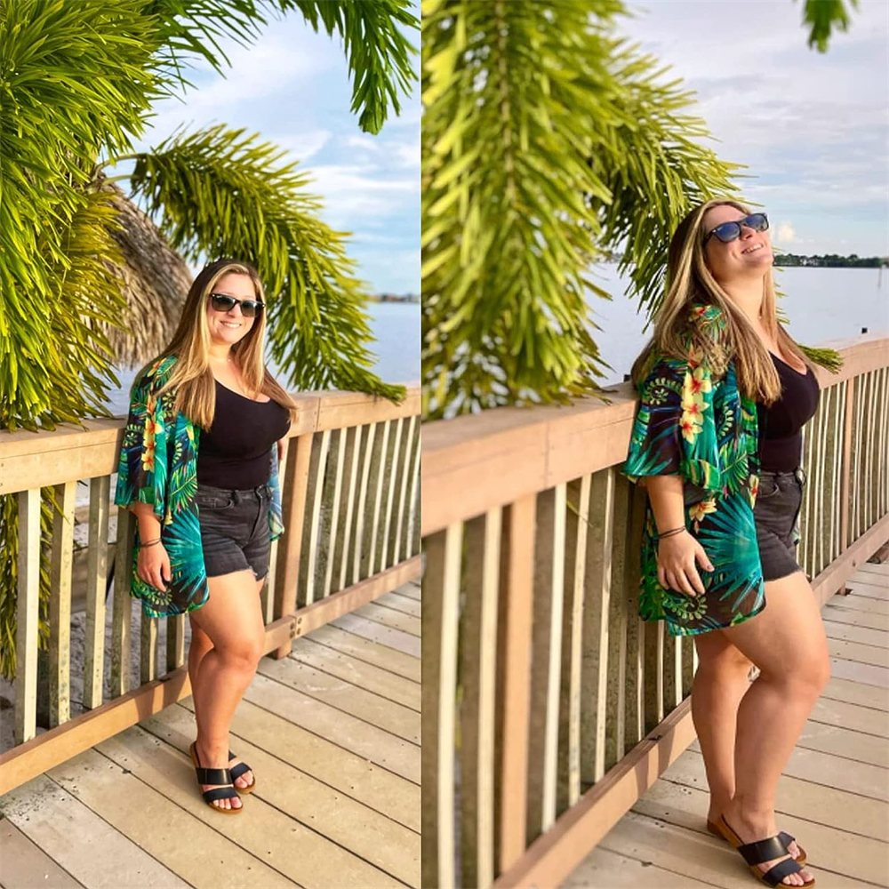 2024 novas mulheres verão longo flowy kimono cardigans boho chiffon floral praia cobrir topos beachwear hawaii chiffon cardigan topo