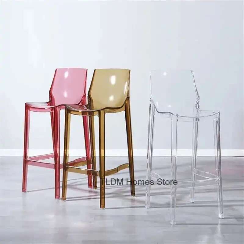 Nordic Acrylic Transparent Bar Chairs Household High Foot Stool Modern High Chair Nordic Plastic Crystal Bar Stools for Kitchen