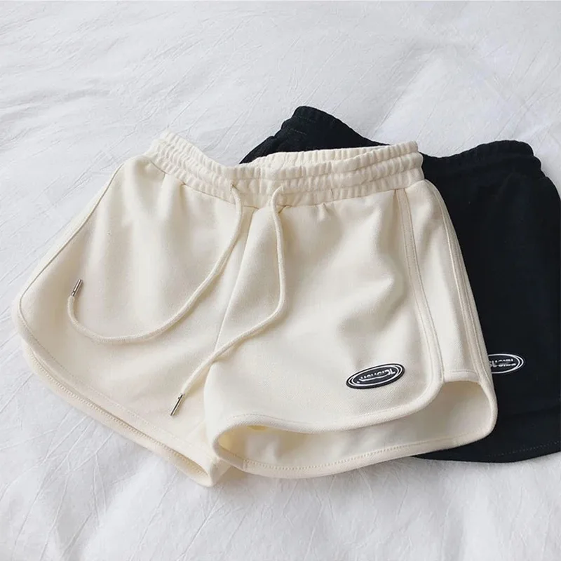 여성 캐주얼 Drawstring 스포츠 반바지 여름 얇은 높은 허리 요가 a 라인 반바지 느슨한 여성 러닝 스트레이트 바지