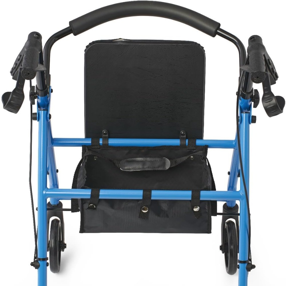 Lightweight Folding Steel Rollator Walker with Seat FSA/HSA Eligible ,Light Blue Mobility Aid for Seniors