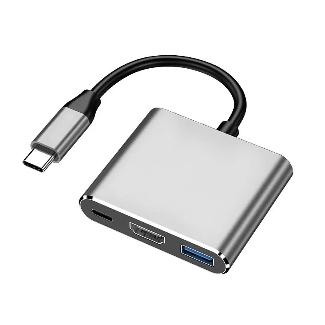 Hub USB-C 3 w 1 z HDMI 4K, adapter typu C, stacja dokująca, konwerter do laptopa/telefonu, urządzenie do łączenia