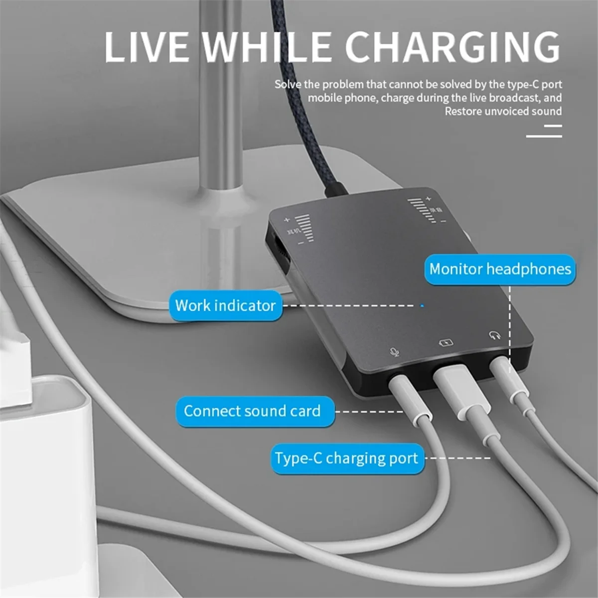 AA91 USB C Live Soundkarte Lautsprecher 3,5 mm Audio Interface Adapter für Huawei/Samsung Kopfhörer Hochwertiger Live-Konverter