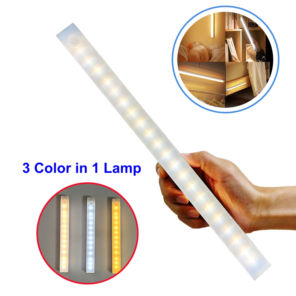 Usb recarregável sensor de movimento led barra luz indução luz noturna portátil longa tira armário lâmpada para cozinha cabeceira guarda-roupa