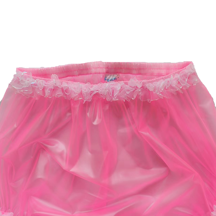 LangKee-Haian PVC Lace Calcinhas para Adulto e Bebê, Calças Plásticas, Cor Rosa