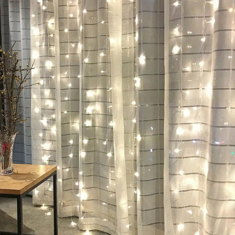 Christmas Lights Curtains for Windows Led Fairy New Year Lighting Room String Garland USB Remote Party Waterfalls Decorations