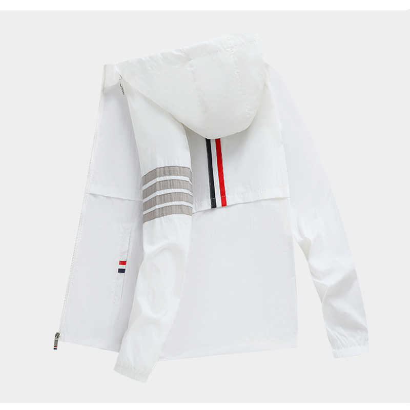 Mantel Penahan Angin Tahan Air Pria Jaket Hoodie Ritsleting Pakaian Luar Olahraga Cepat Kering Jas Hujan Penghenti Penjualan Laris