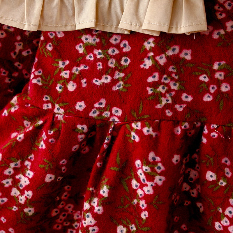 Vestido nuevo de otoño para niña, vestido de princesa de manga larga con cuello tipo Polo grande liso para niña, vestido de primavera y otoño con lazo para niña