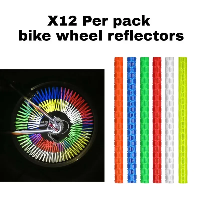 自転車ホイールスポーク反射ステッカー、DIYチューブストリップ、警告灯、MTBサイクリングリフレクター、安全キット、7.5cm、バッグあたり12個