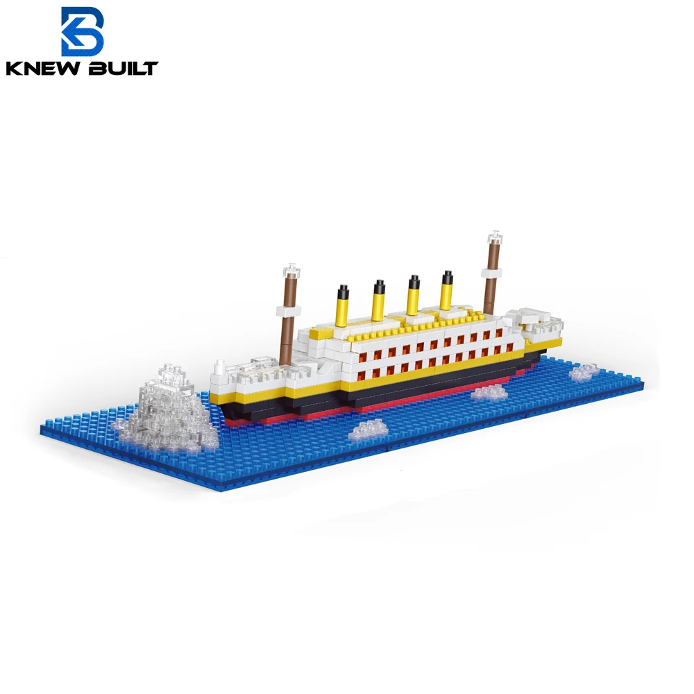 Modelo Titanic navio de cruzeiro com blocos de construção iceberg adulto micro mini tijolo brinquedo presente perfeito para entretenimento e decoração