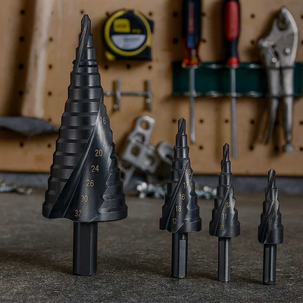 1pcs HSS Cobalt Step Drill Bit 4-32MM High Speed Steel Spiral Triangle Shank Cone Drill for Metal Woodworking DIY Tools