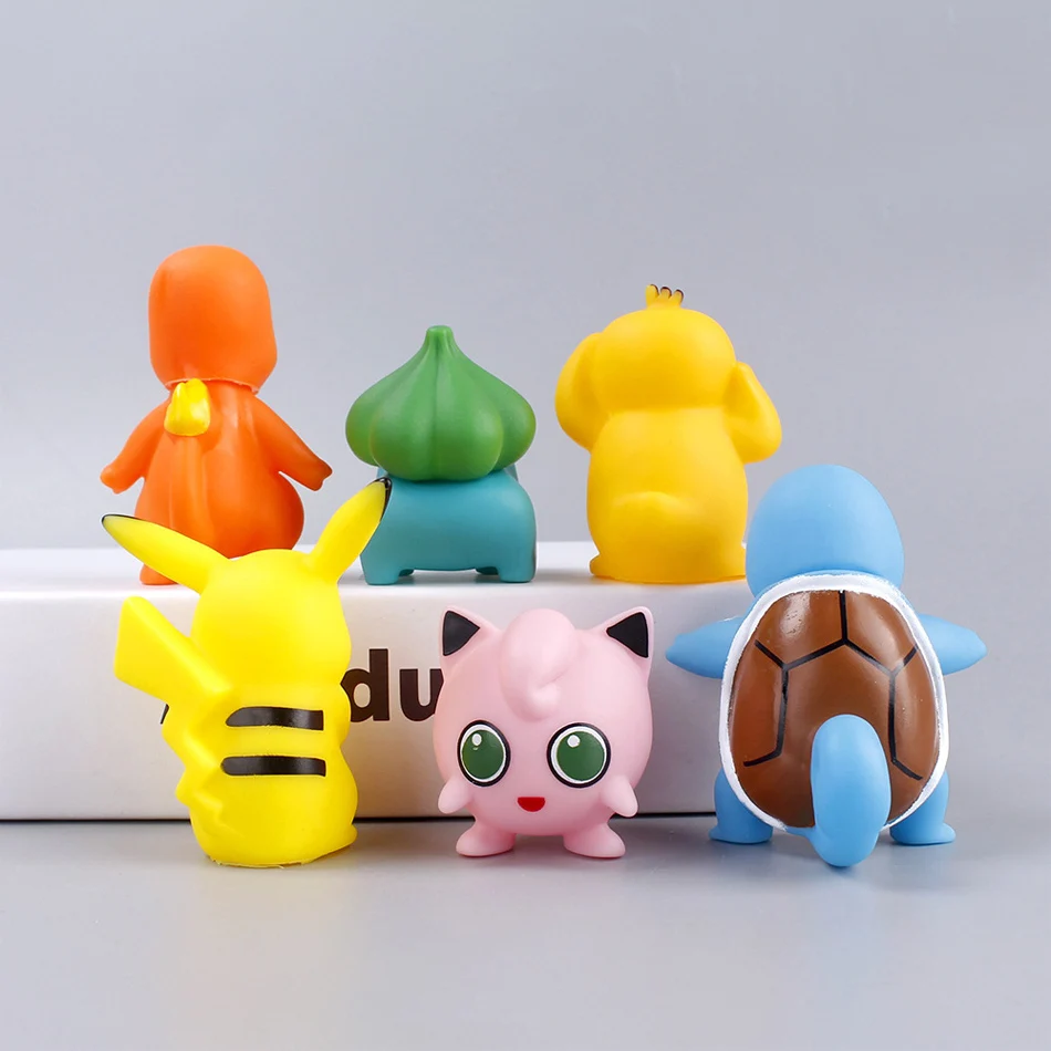 ฟิกเกอร์ตัวการ์ตูน Pikachu Psyduck Squirtle Jigglypuff Bulbasaur Kawaii 6 Type สำหรับเด็กของขวัญสะสม