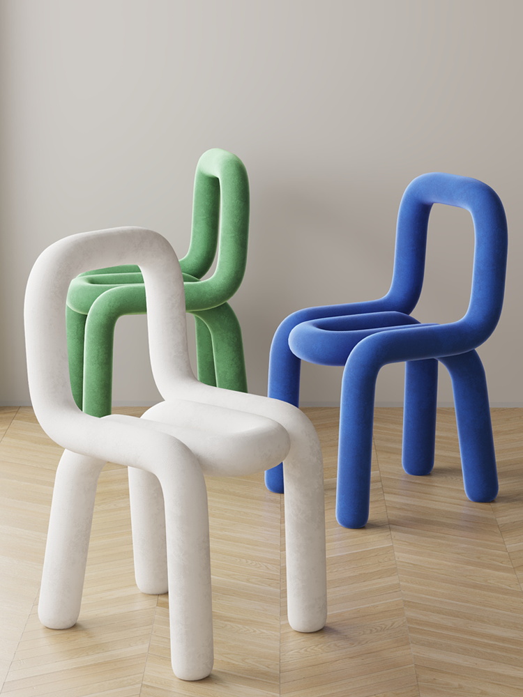 Креативный изогнутый стул в скандинавском стиле, мебель для детской/акцентной гостиной с плюшевой обивкой