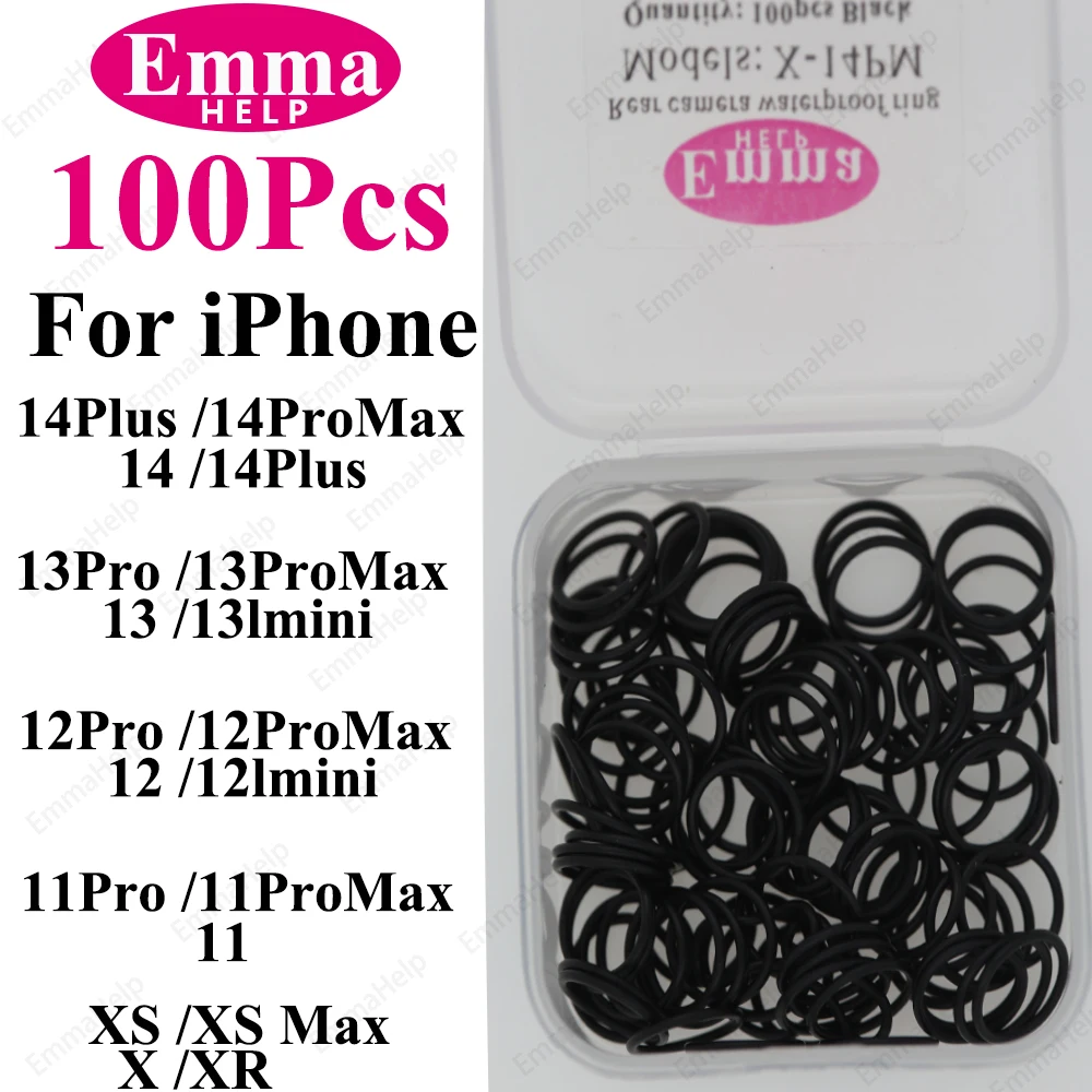 Anillo de sellado impermeable para lente de cámara trasera, 100 Uds., para iPhone 11 12 13 mini X XR XS 14 15 16 Pro Max, círculo de goma resistente al agua, sujeción grande