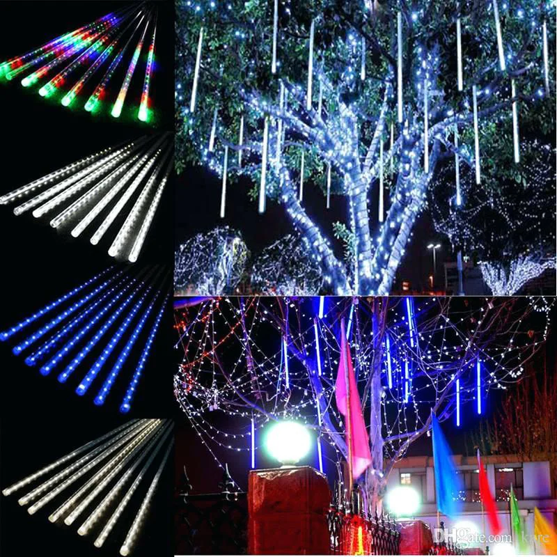 1pc 50cm led chuva de meteoros luzes de chuva à prova dwaterproof água caindo gota de chuva luz da corda de fadas para festa de natal decoração do pátio