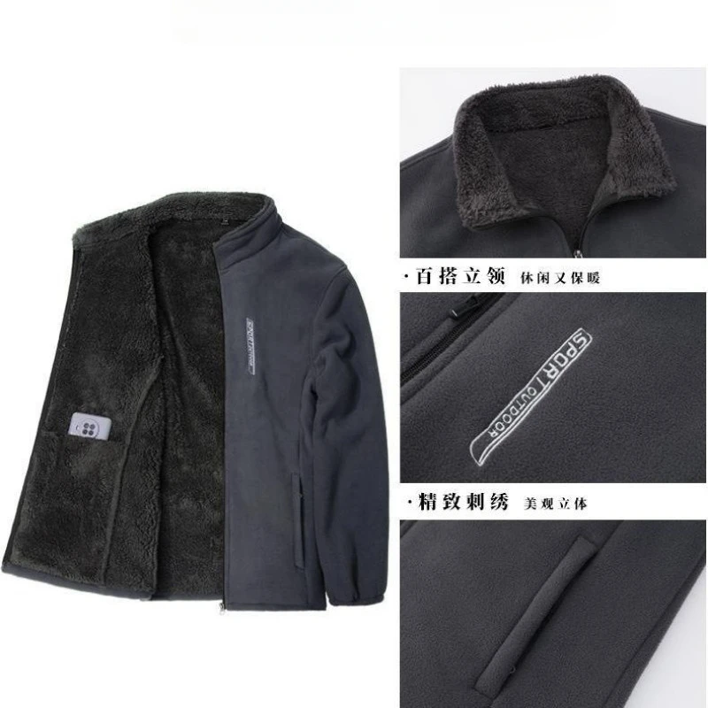 ฤดูหนาวผู้ชายกลางแจ้งเสื้อขนแกะ Casual Polar ขนแกะเย็นหนาเสื้อน้ําหนักเบา Windproof Zipper เสื้อสเวตเตอร์ถักเสื้อแจ็คเก็ตอุ่น
