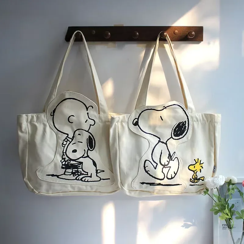 Borsa di tela Borsa da donna ad alta capacità Borsa di moda Cartoon Snoopy Borsa versatile con una spalla Borse da viaggio