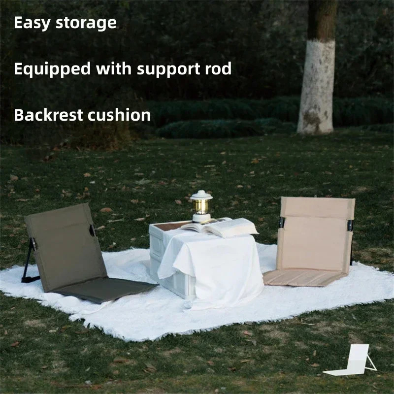 Foldable Camping Chair Outdoor Garden Park Single Lazy Chair with Backrest Cushion Picnic Camping Foldable Backrest Chair Beach