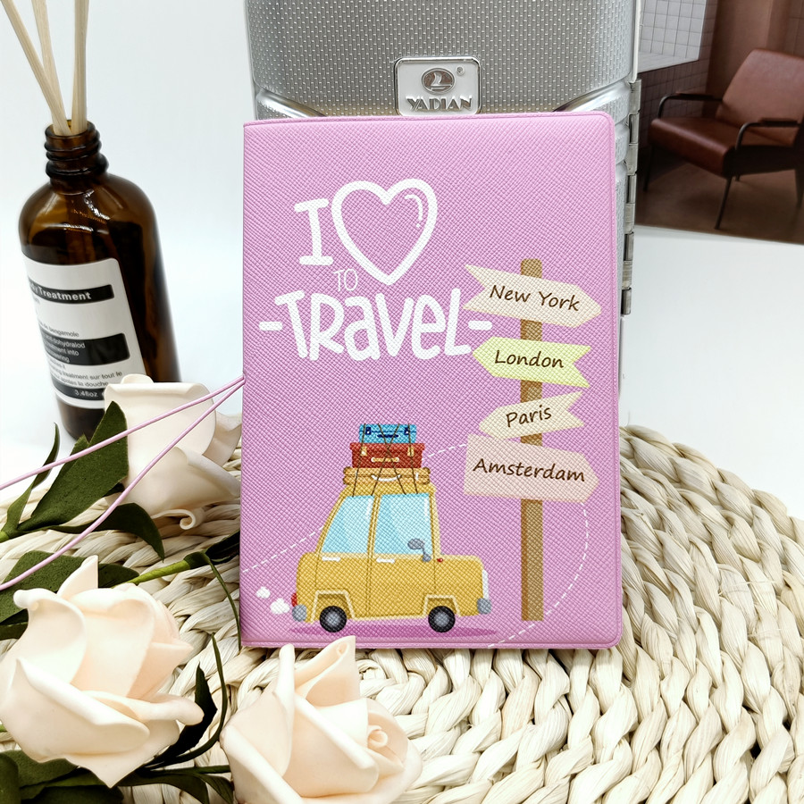 1 ピース I Love Travel Pu パスポートカバー/ケーストラベルアクセサリー男性または女性用