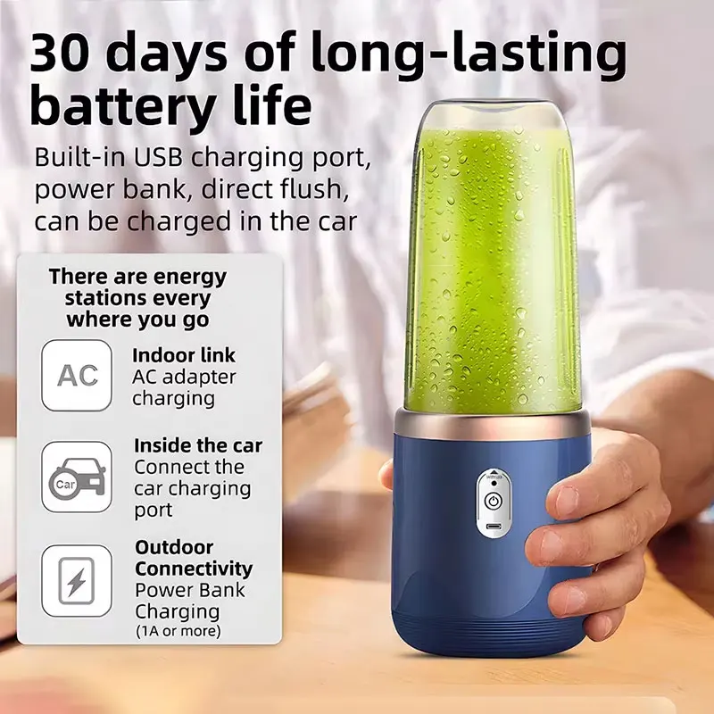 Przenośny, ręczny blender USB z pojedynczym lub podwójnym kubkiem, idealny do podróży, do butelek na wodę.