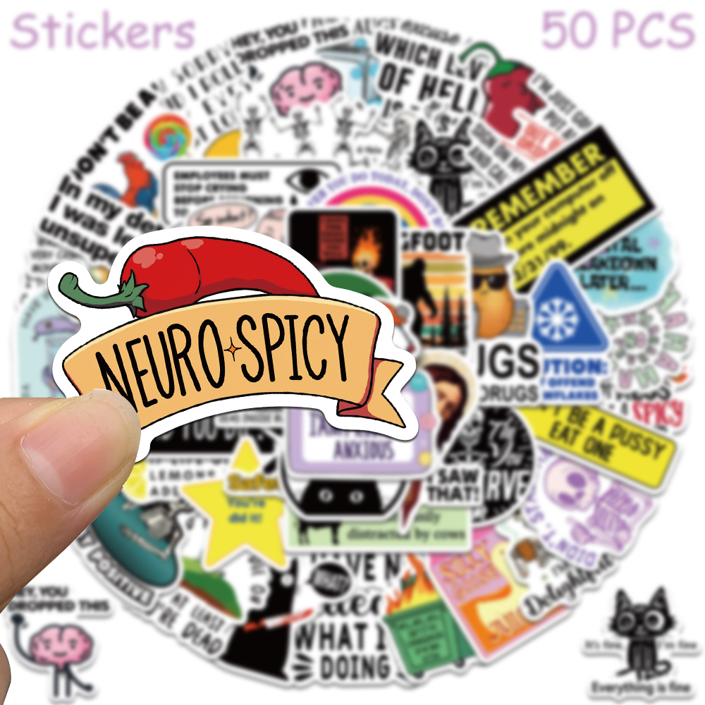 50/100pcs การ์ตูน Snarky MEME สติ๊กเกอร์สําหรับโทรศัพท์สมุดภาพสเก็ตบอร์ดกระเป๋าเดินทางตู้เย็น Graffiti ความงามสติกเกอร์